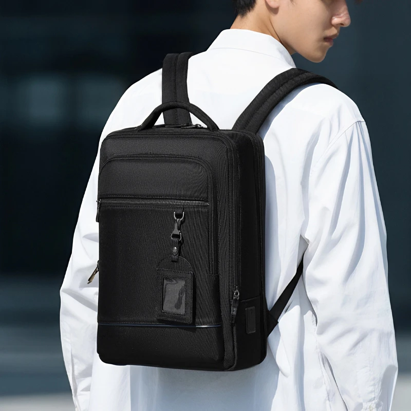 定型双肩包尼龙耐磨防水男士商务出差背包15.6寸电脑包通勤潮包袋