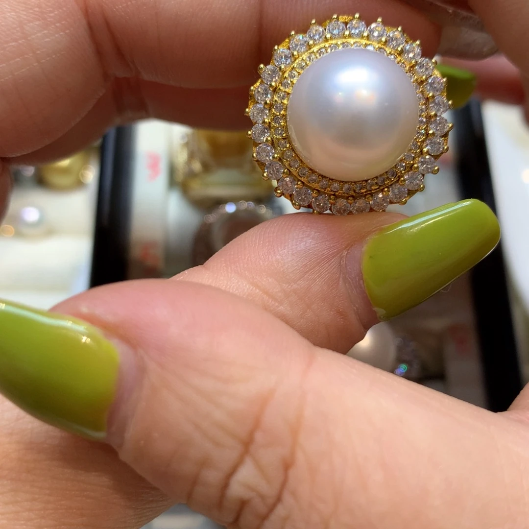 海水珍珠戒指银S925镶嵌