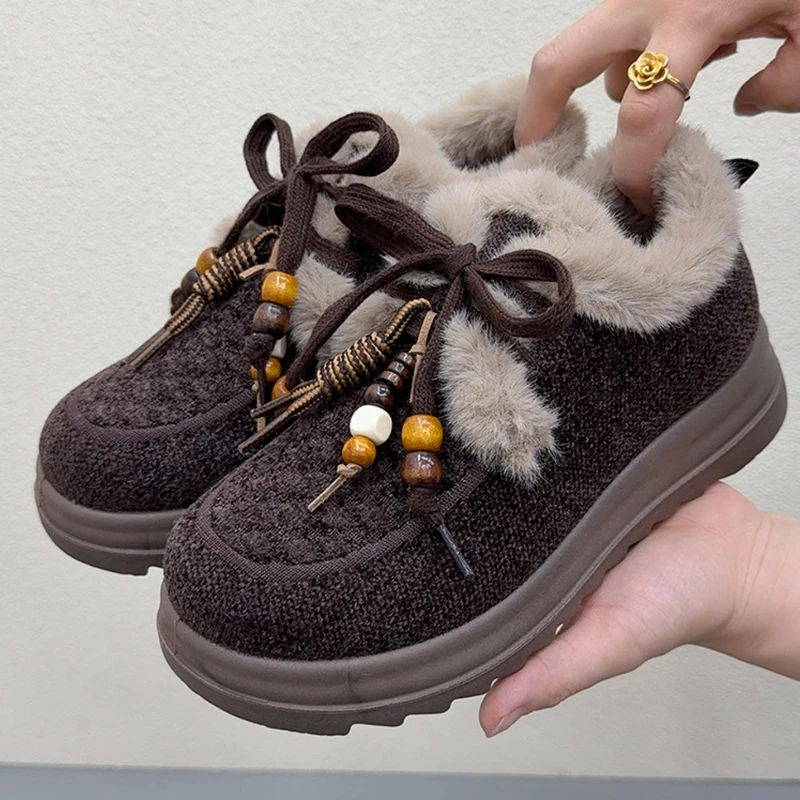 老北京棉鞋女2025冬季加绒加厚雪地靴时尚袋鼠鞋保暖防滑妈妈棉靴