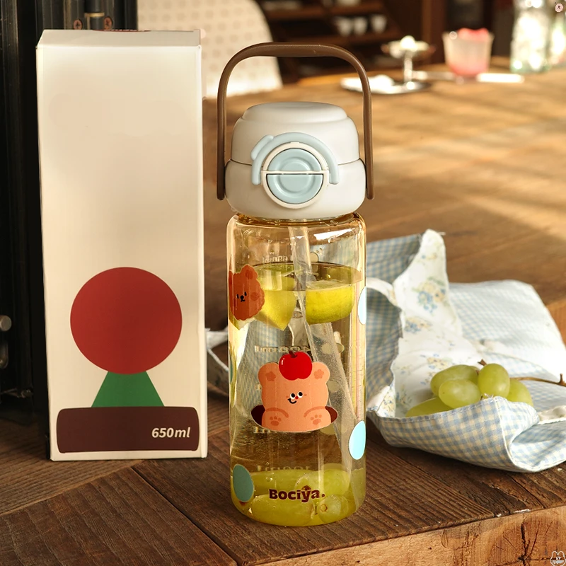 水杯女夏日新款高颜值随行tritan儿童学生可爱大容量便携吸管杯子