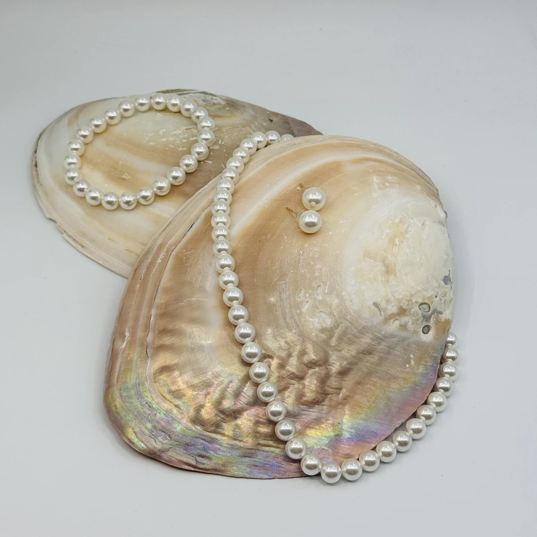 铜仿珍珠项链 TJ232 铜仿珍珠首饰 项链耳环手链三件套