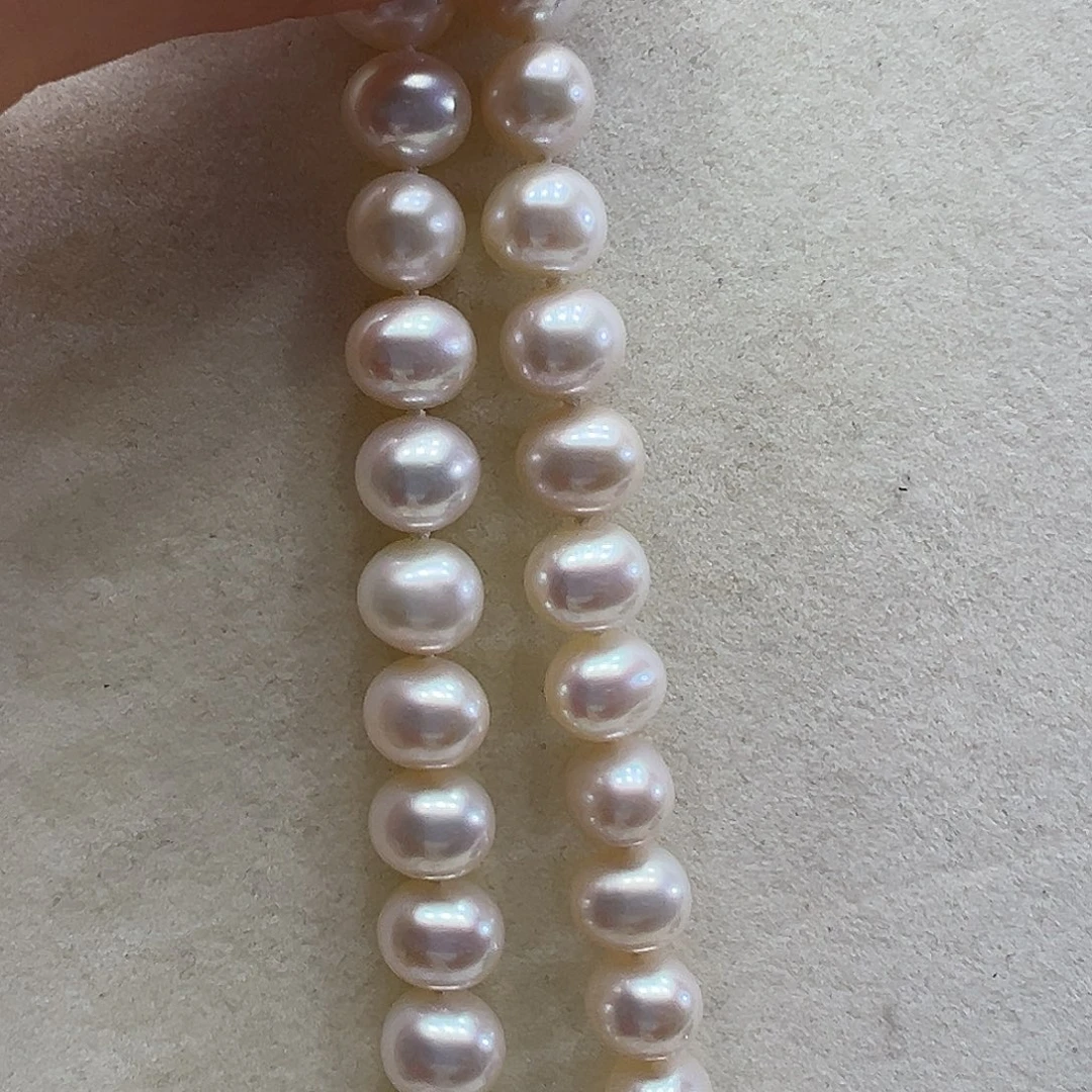 颈饰淡水珍珠银S925镶嵌➕9-10高品极光炫彩