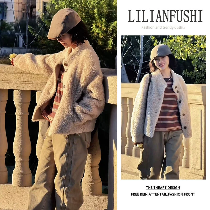 今年流行穿搭2025新款宽松长袖外套条纹打底衫显瘦阔腿裤三件套女