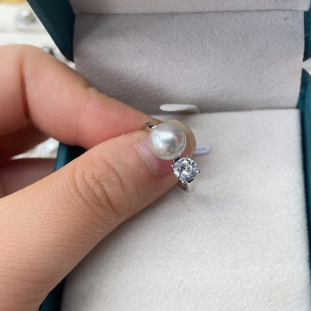 海水珍珠戒指银S925镶嵌