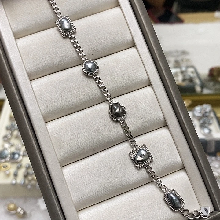 银S925镶嵌海水珍珠手绳