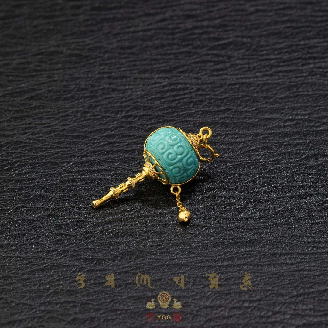 【CrazyFriday】活动定制·18K金/绿松回纹转转吊坠/FTKCF05