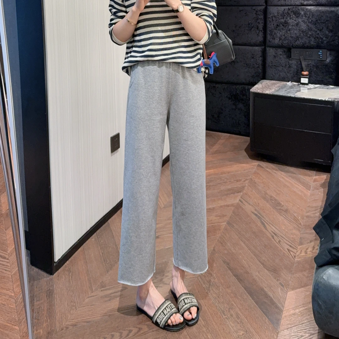 【大静静】休闲穿搭`松弛感满满宽松直筒卷边卫裤