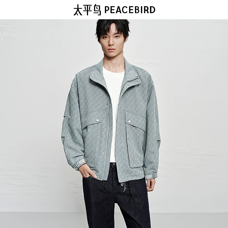 【商场同款】太平鸟男装冬新款提花老钱痞帅机能夹克外套B2BCF4115