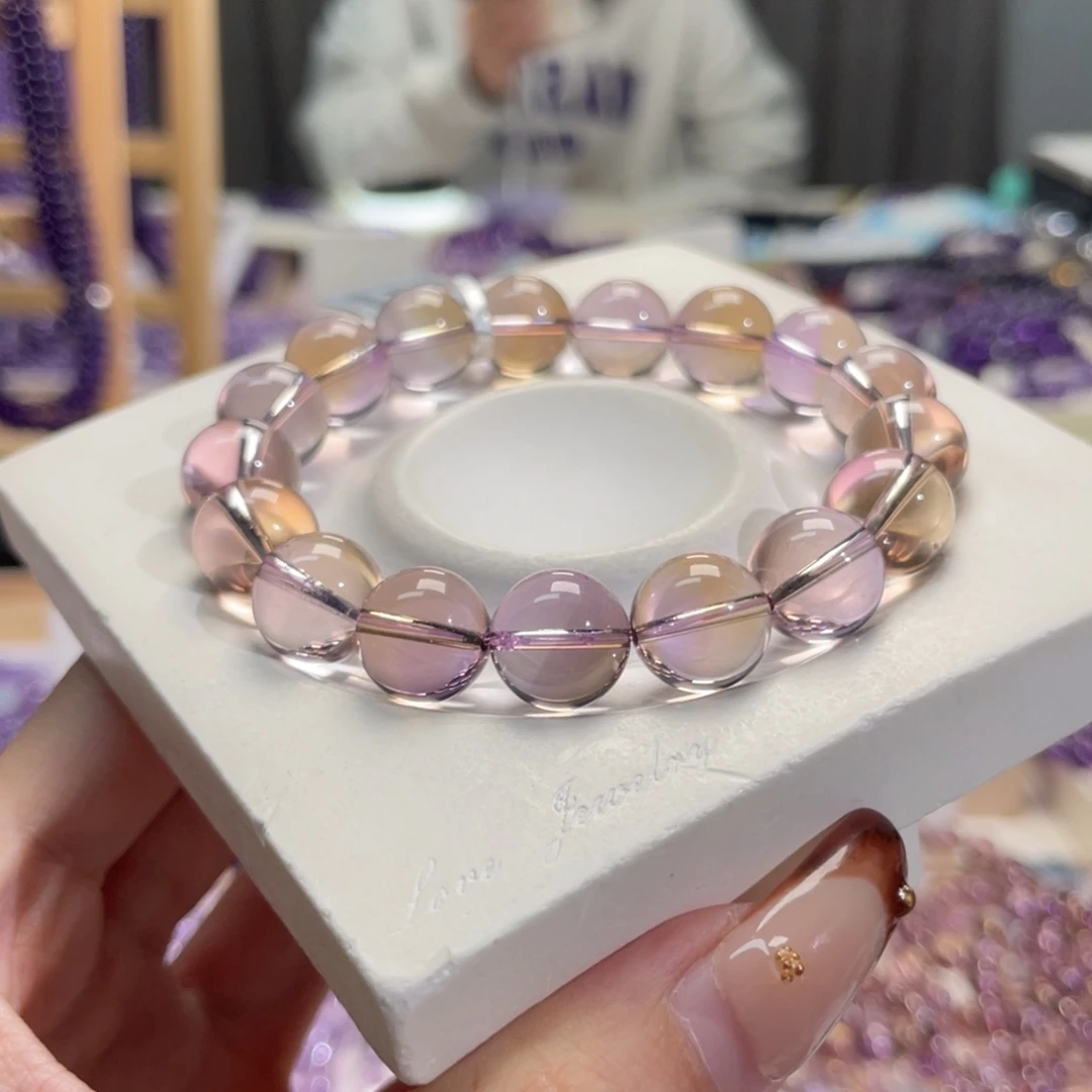 未镶嵌手链水晶12mm玻利维亚紫黄晶