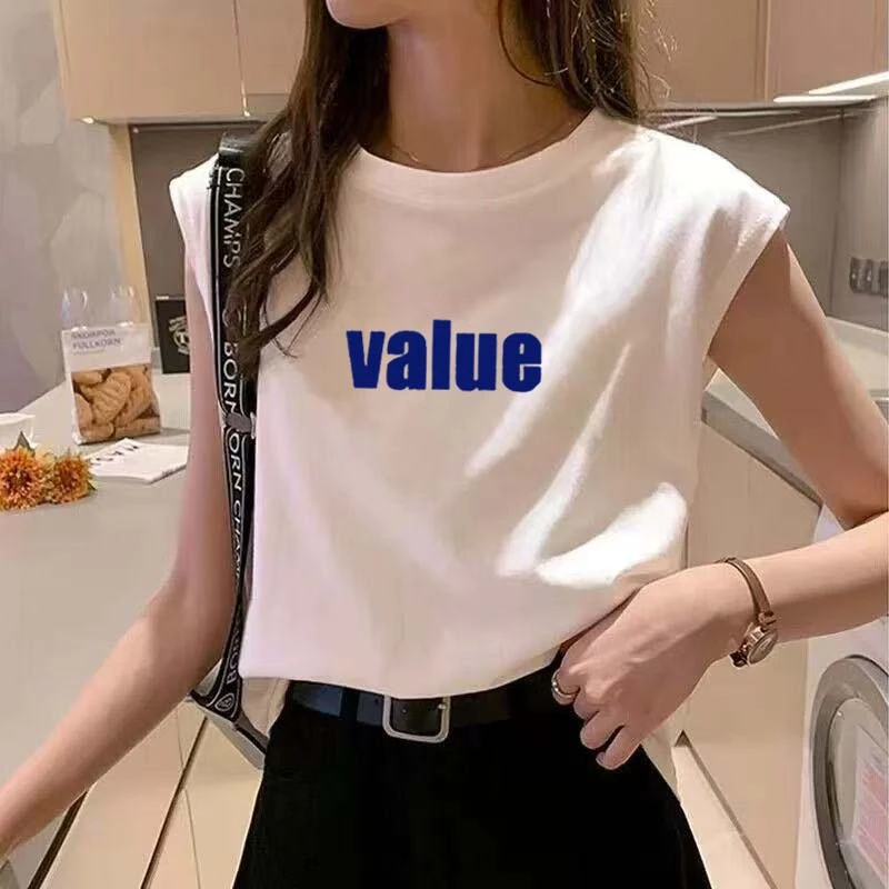 纯棉2025新款无袖坎肩t恤女夏季外穿休闲体恤洋气宽松背心上衣ins