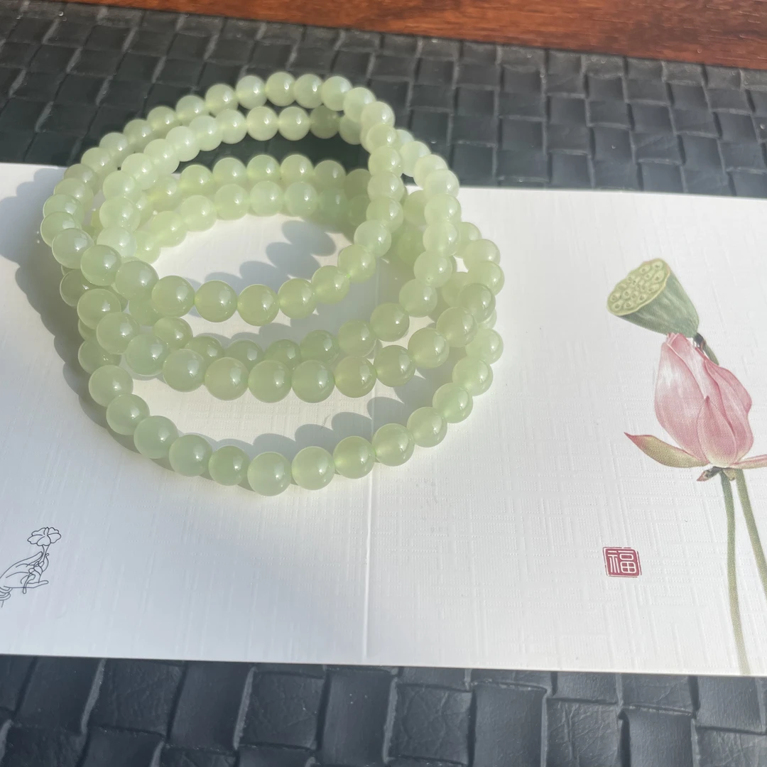 6mm天然和田玉冰底清透晴水手串精美百搭手串多样性发一