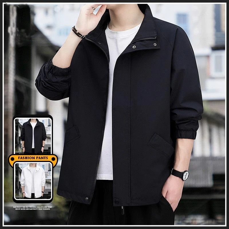 春秋季新款外套男休闲立领上衣中青年时尚百搭衣服商务夹克飞行服