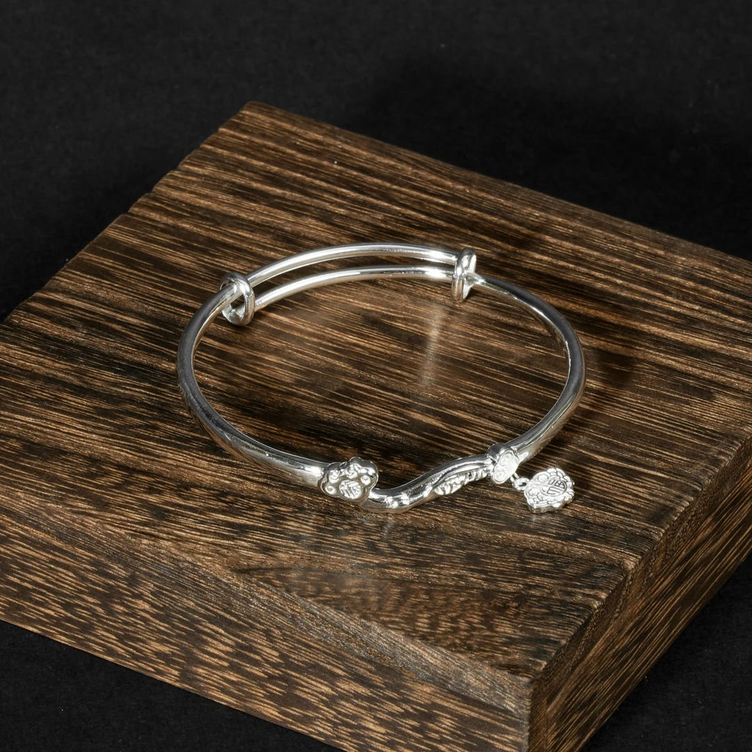 足银银制品 【G55】 足银银制品 如意推拉足银手镯