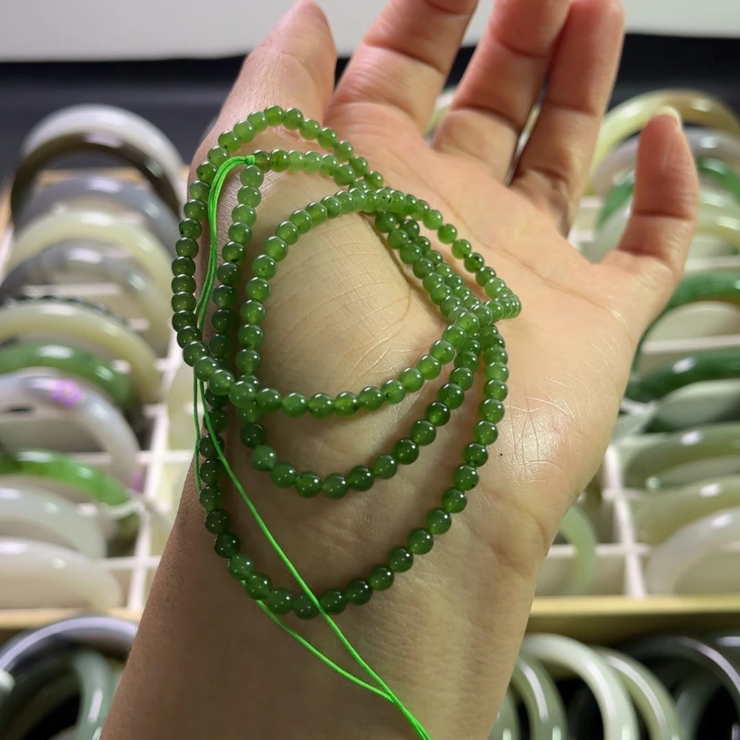 和田玉（碧玉）未镶嵌珠宝半成品长链