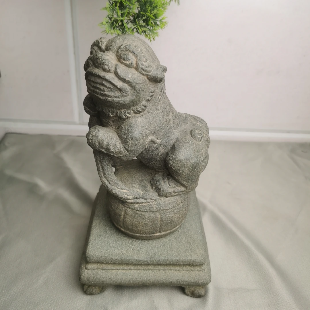 手工雕刻青石狮子中式空间装饰石雕石头狮子小石狮子