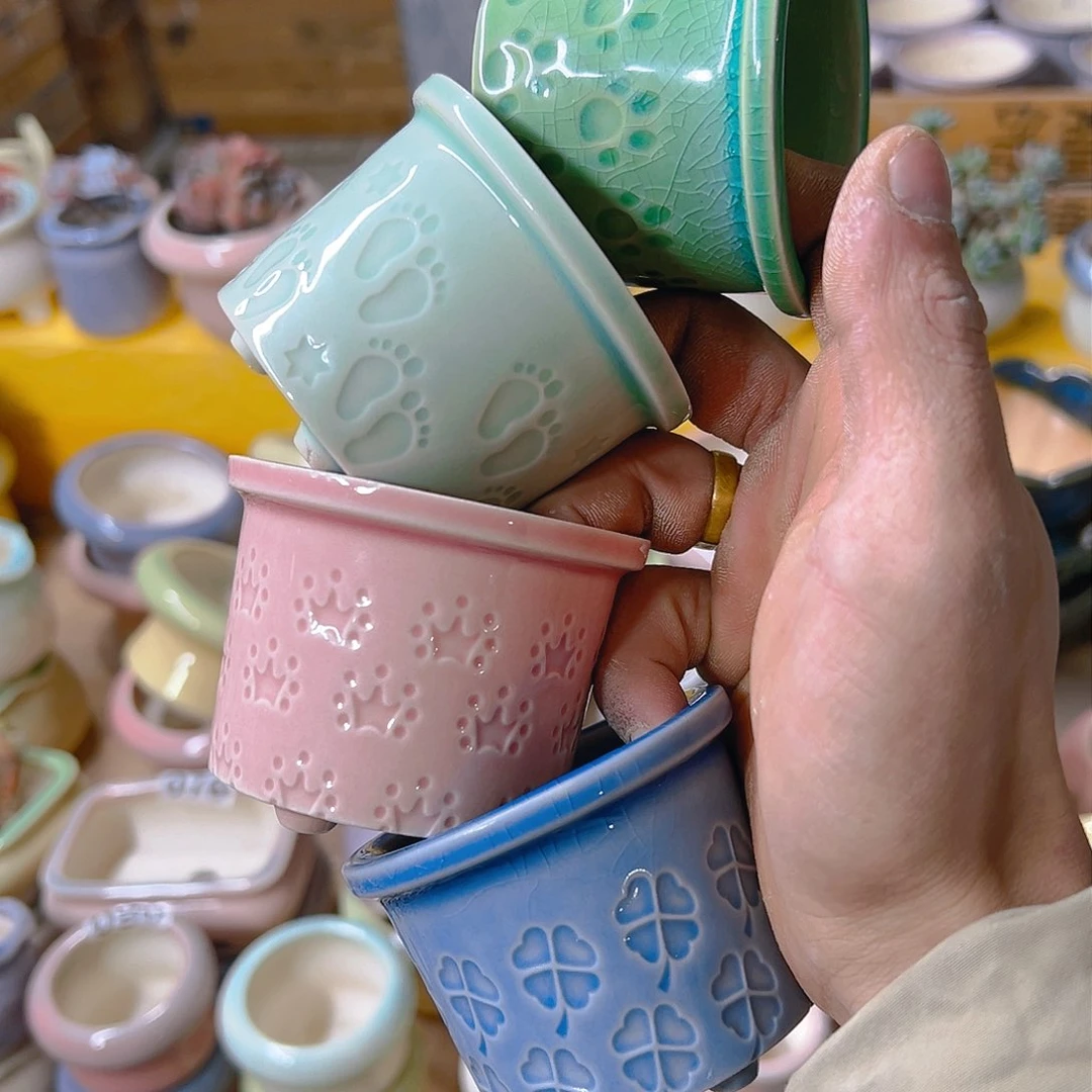 红陶陶瓷花盆当场满12包邮