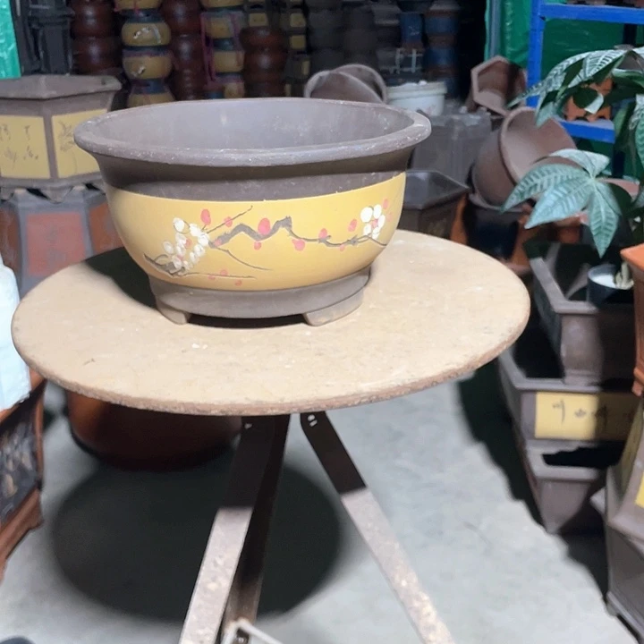 黄色富贵点彩大花盆花盆