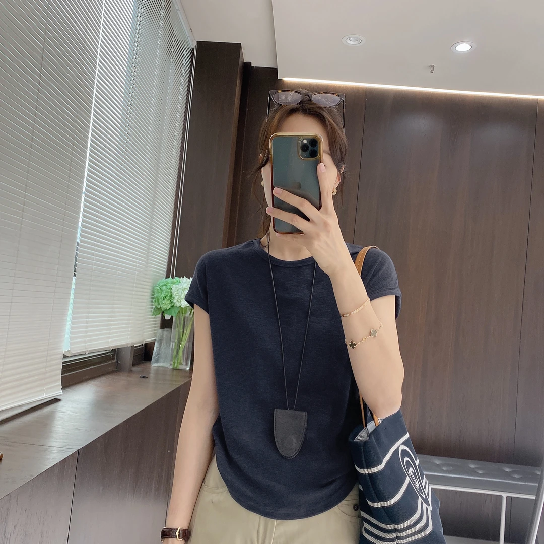 IMFLY金小金自制女装 T恤DYW9201夏季新款简约纯色百搭打底T恤女