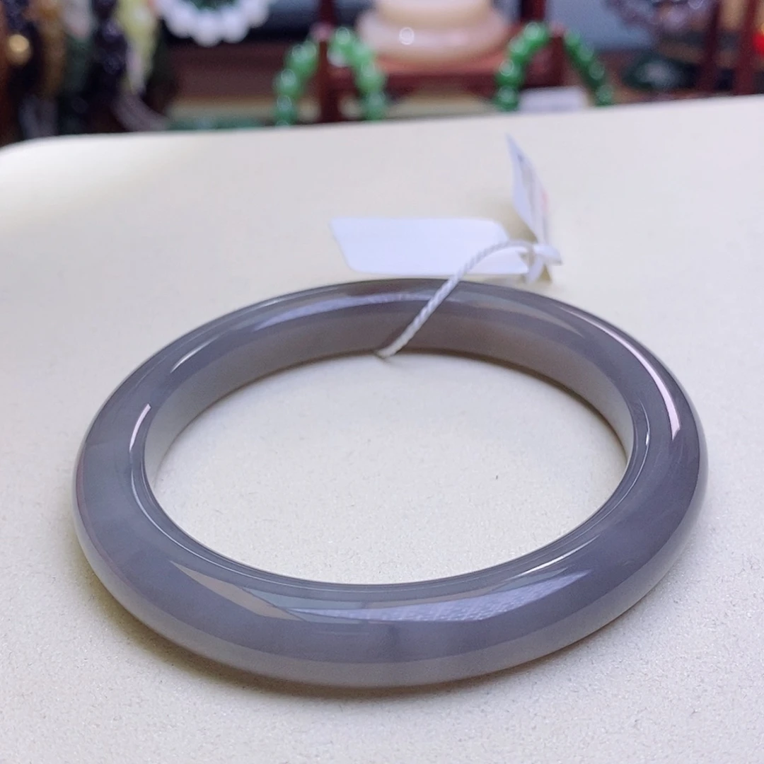 和田玉未镶嵌挂件烟紫清货手镯59圈口