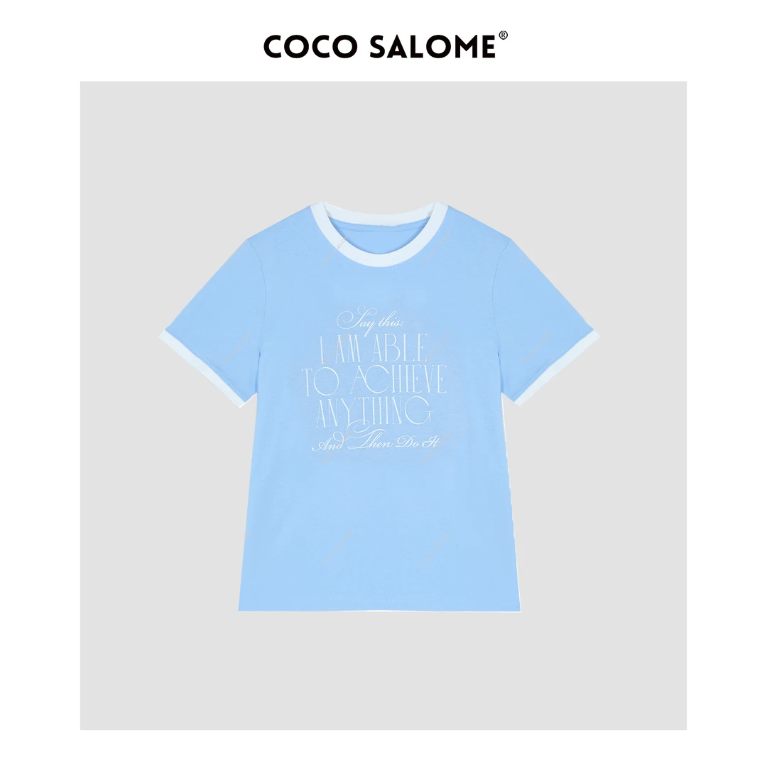 COCO SALOME⑥【夏日限定】100棉撞色休闲女装宽松版通勤短袖765J