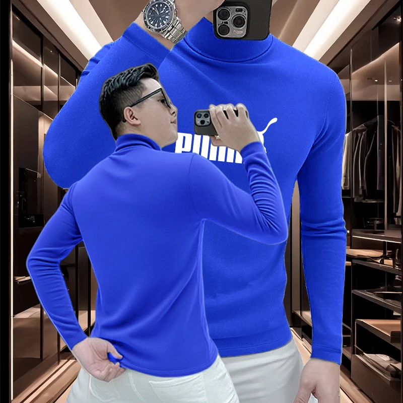 男士德绒半高领打底衫2025秋冬季新款时尚修身百搭套头内搭长袖男