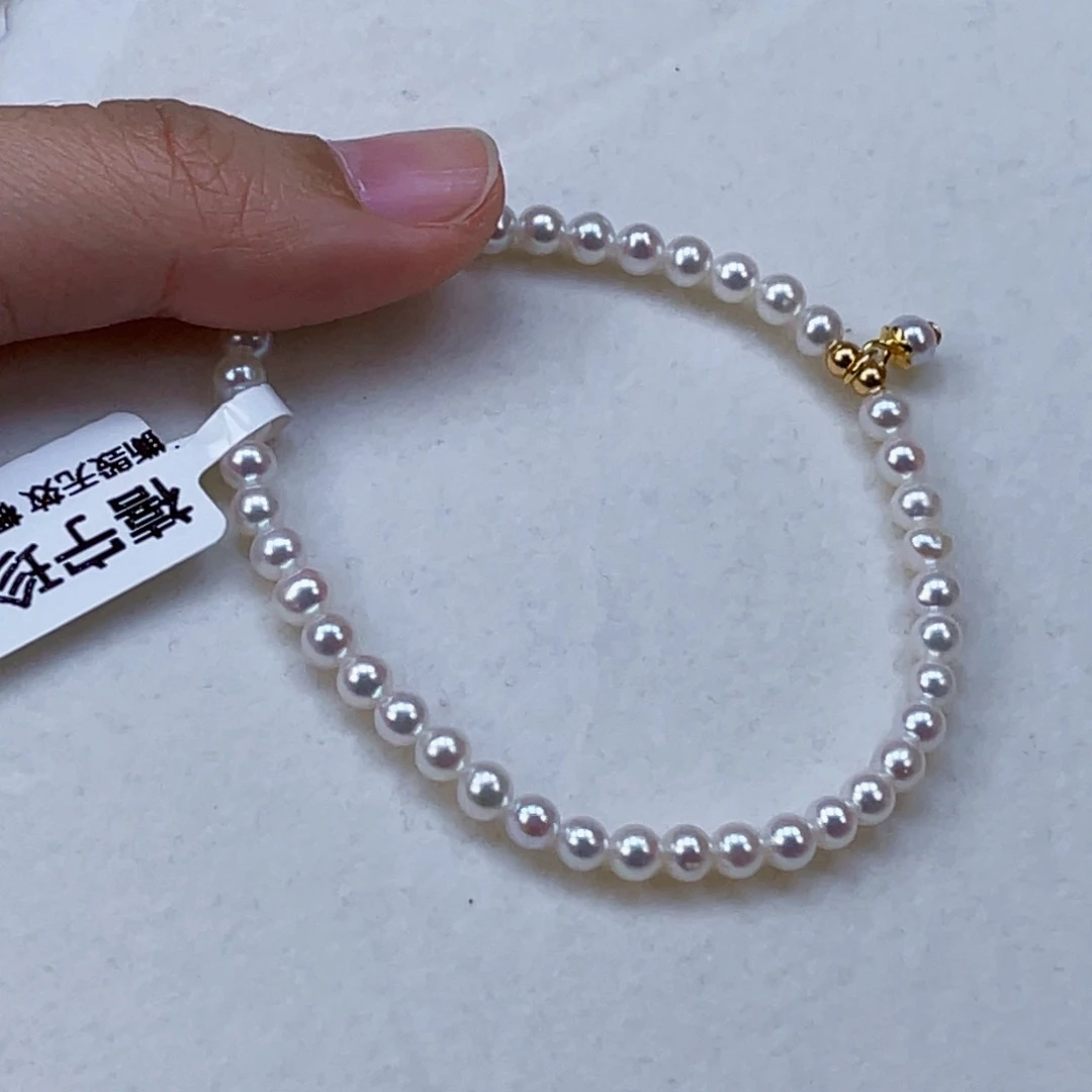 银S925镶嵌手绳淡水珍珠4-5天然淡水珍珠手串