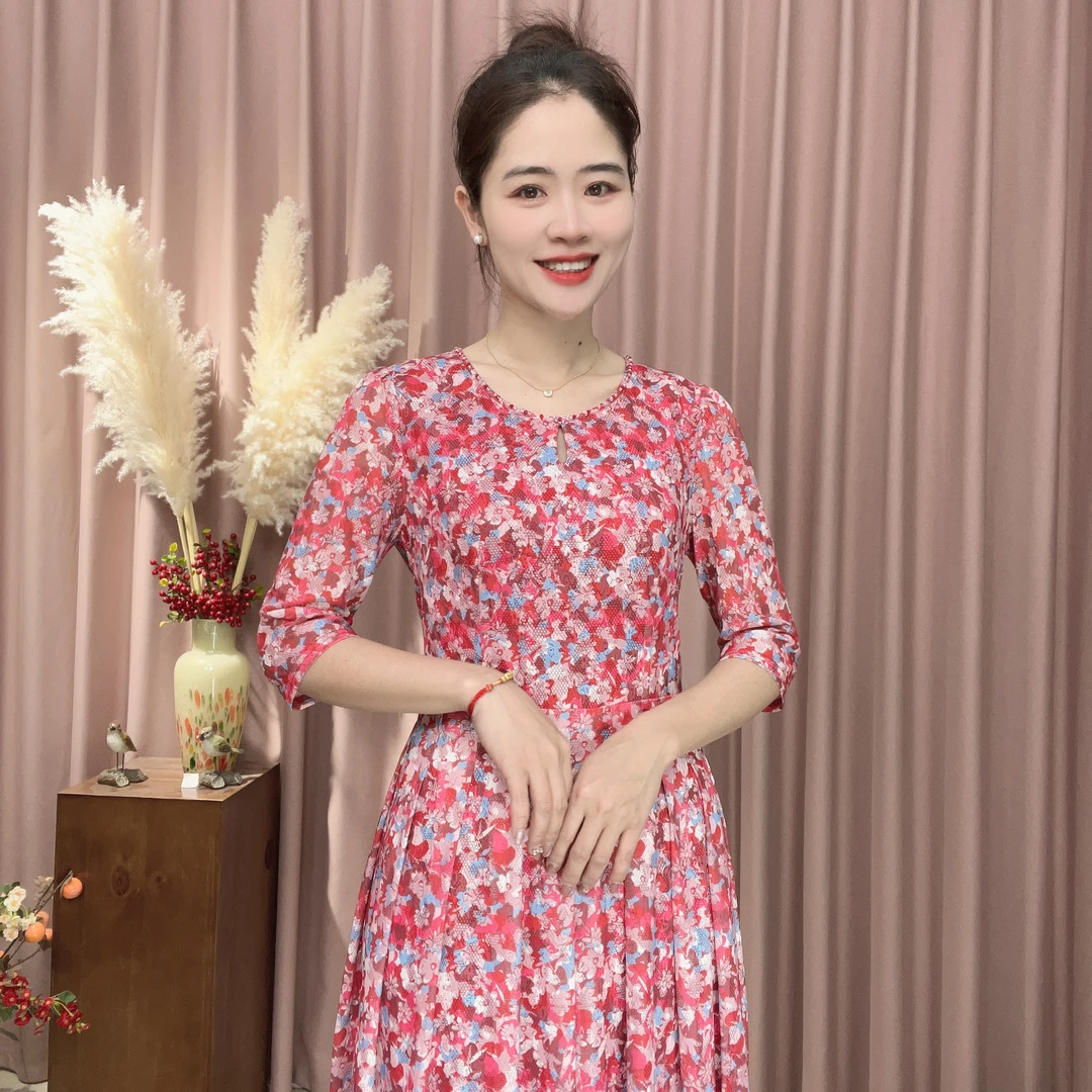 S 1152#2024春减龄青春修身显瘦收腰连衣裙