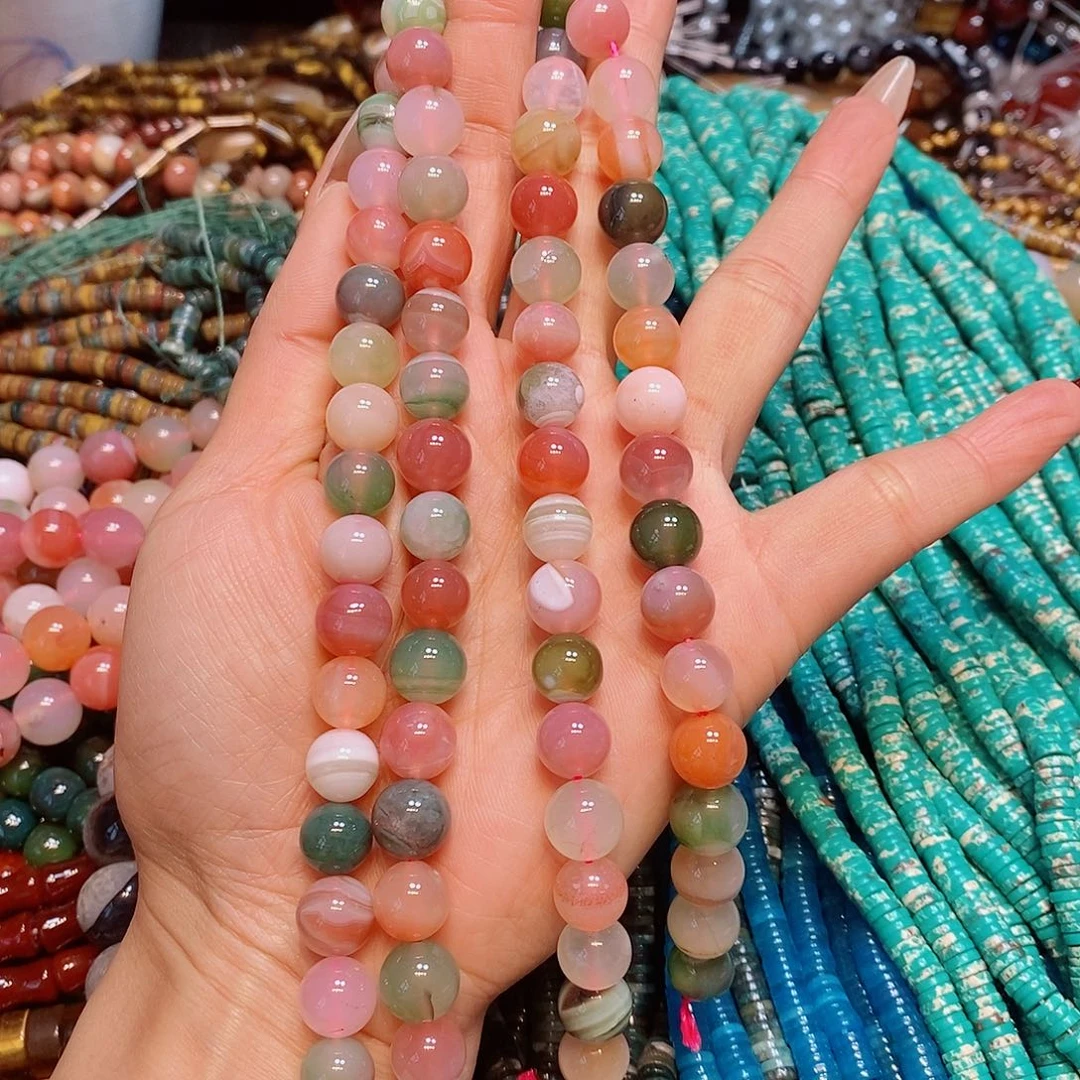 玛瑙/玉髓未镶嵌珠宝半成品8mm盐源玛瑙一条