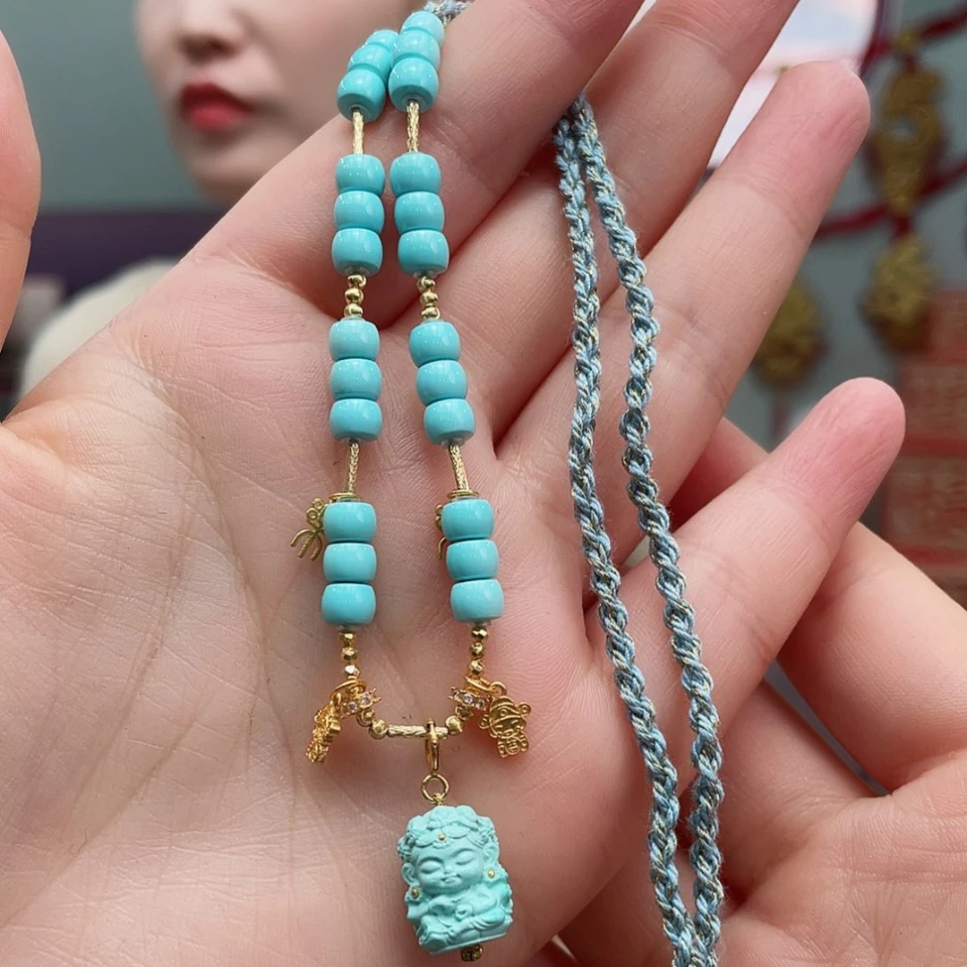 绿松石颈饰18K金镶嵌