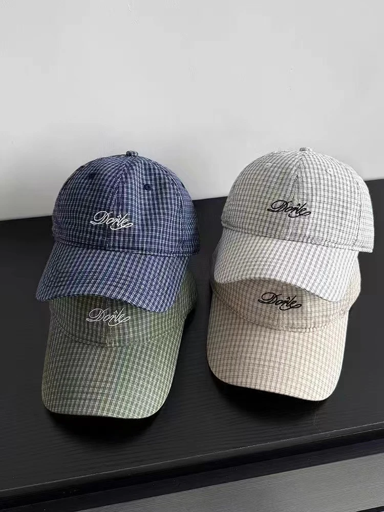 【露露专属】十三行新款（07#）韩系格纹刺绣小清新棒球帽