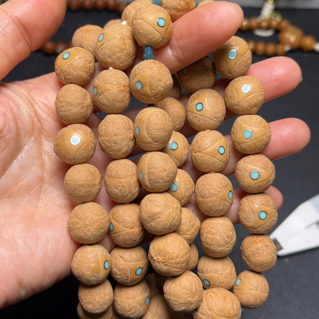 凤眼菩提吊坠14+mm玉化皮松丁龙眼手串