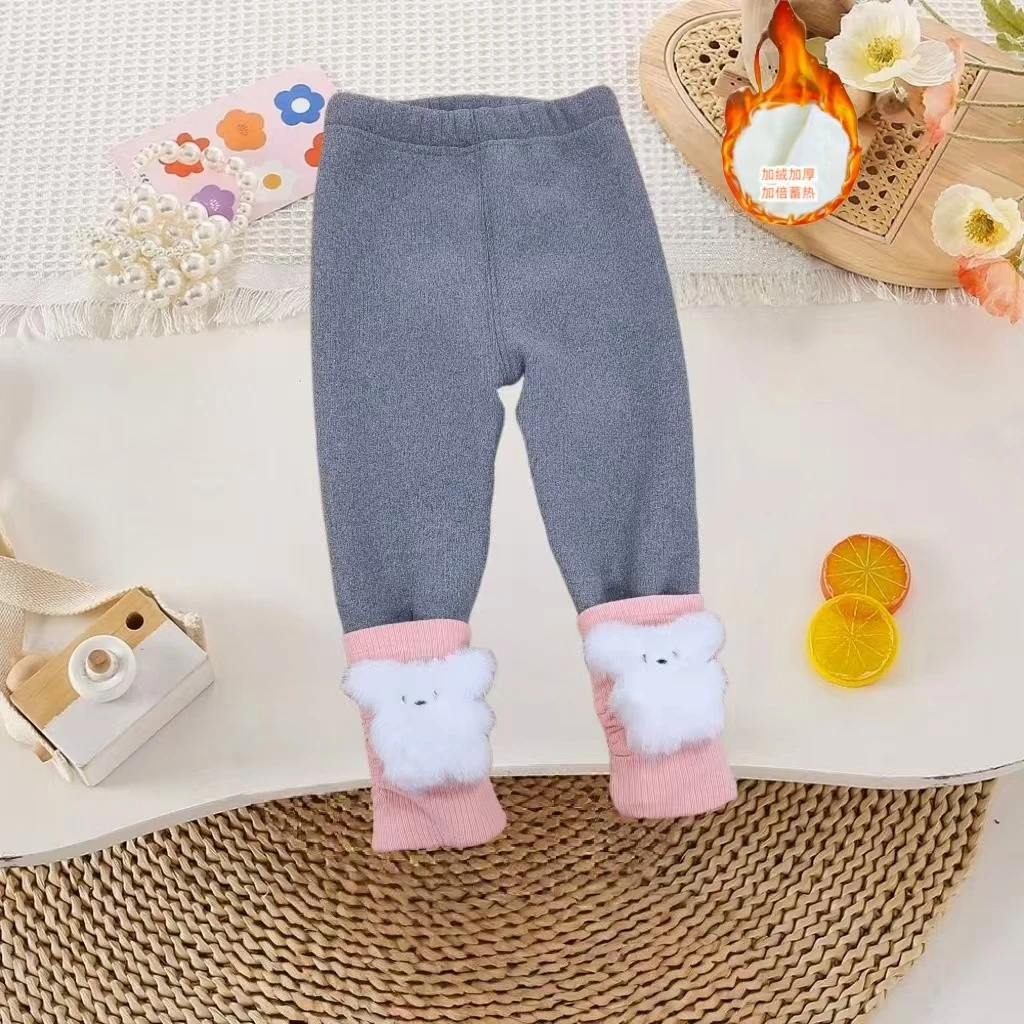 Q179毛绒小兔打底裤韩系女童打底裤女童外穿打底裤加绒女童打底裤