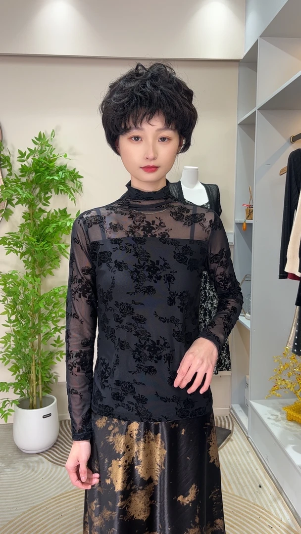 打底毛衣春秋显瘦气质长袖洋气时尚修身大气时尚针织网红蕾丝扣