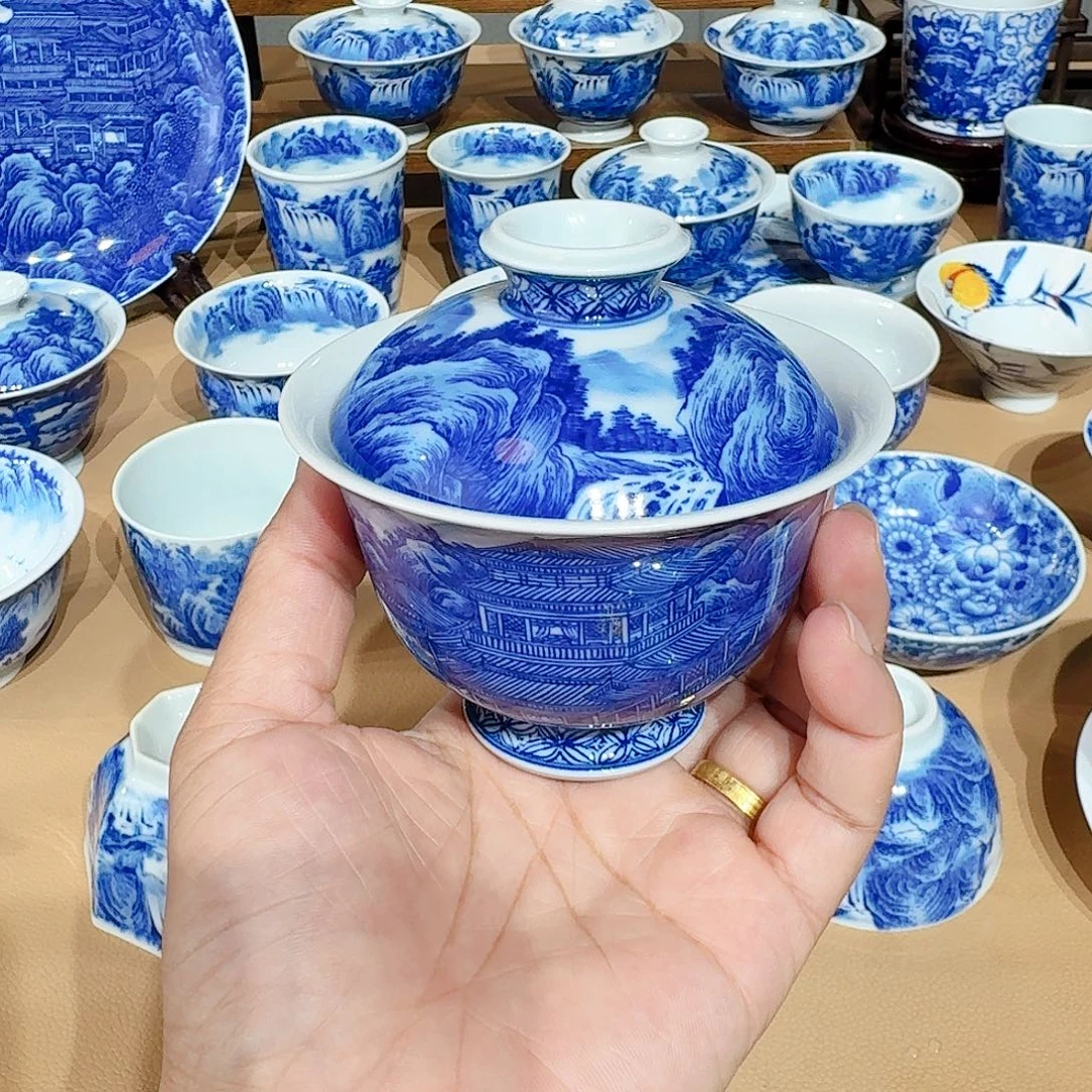 景德镇纯手绘盖碗