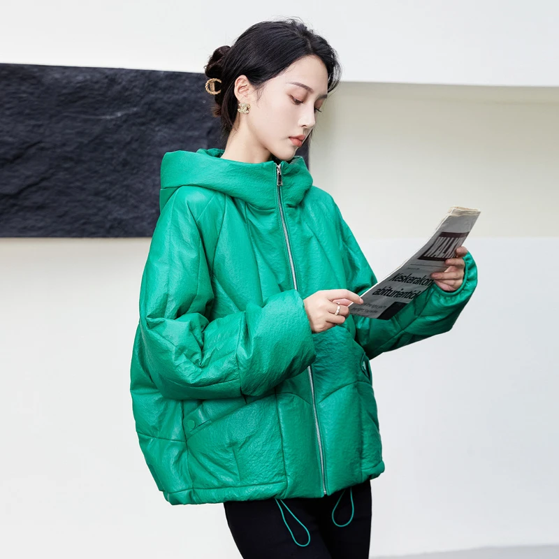 2025冬新款宽松韩版真皮皮衣女短款海宁真皮鹅羽绒服加厚连帽外套