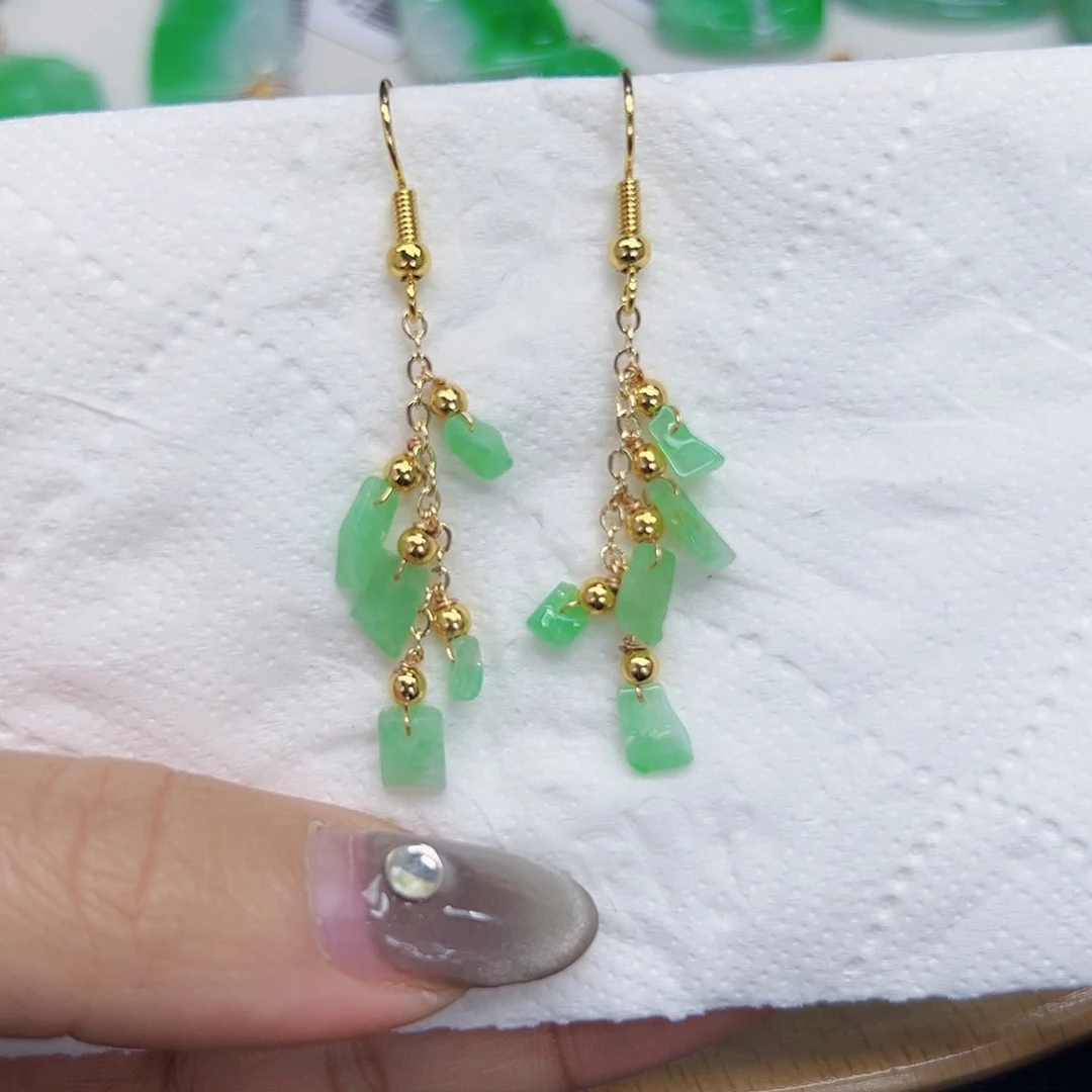翡翠耳饰合金天然Ａ货翡翠