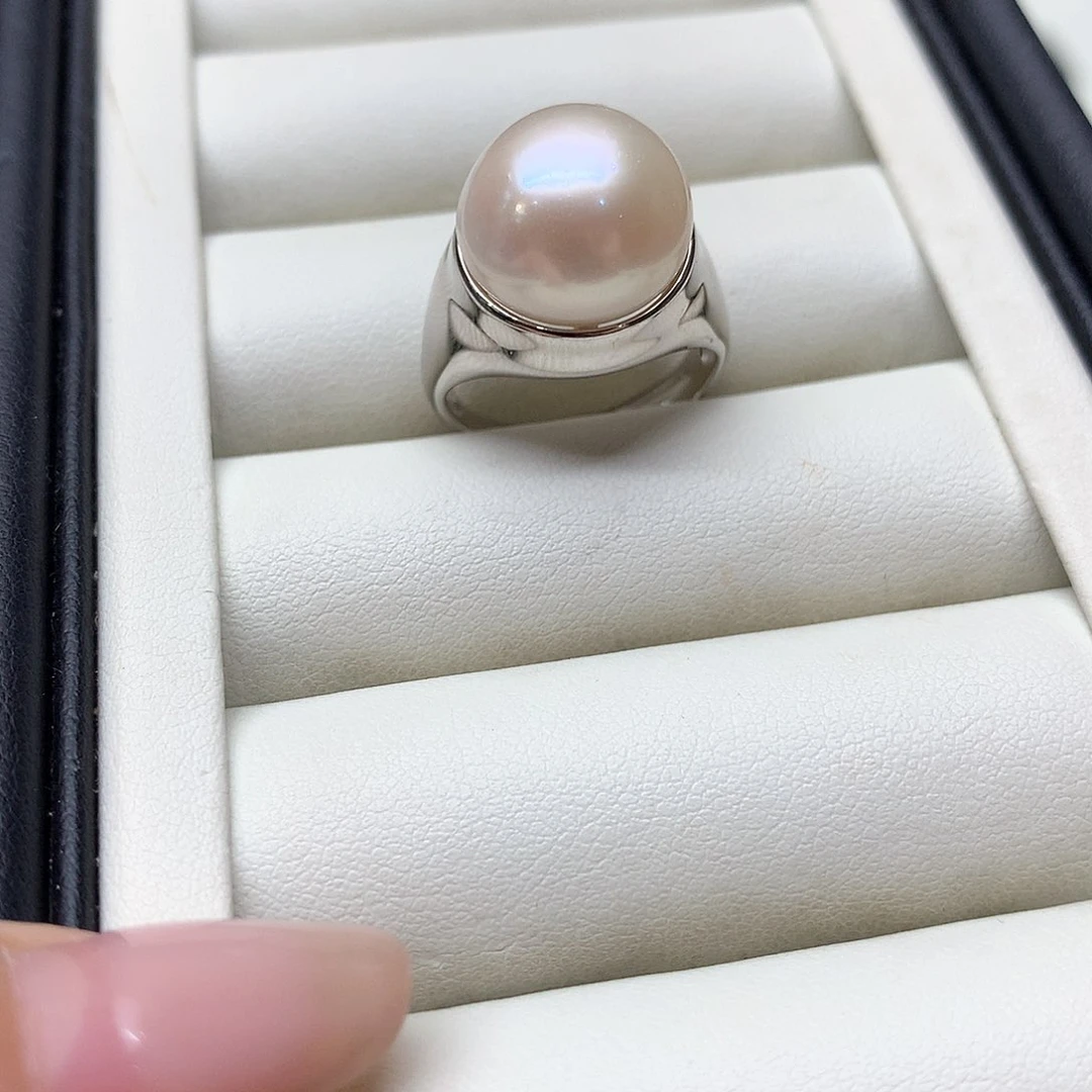 戒指银S925镶嵌淡水珍珠