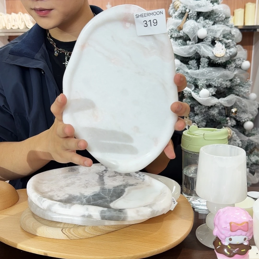 大理石319玫瑰彩虹云朵盘干裂纹
