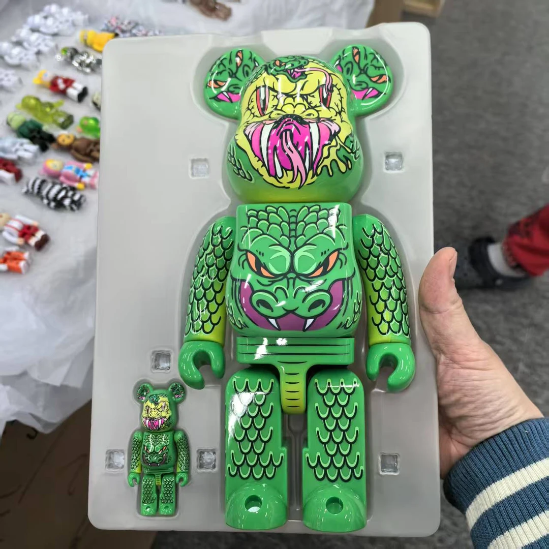 【小白】积木熊400％ 绿蛇 潮流玩具