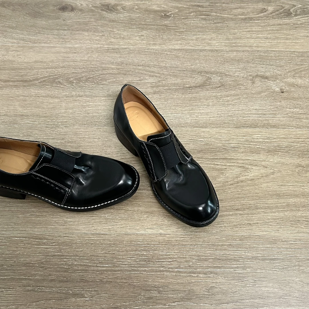 Dannyfrey新款英伦风小皮鞋复古真皮通勤百搭乐福鞋舒适粗跟单鞋