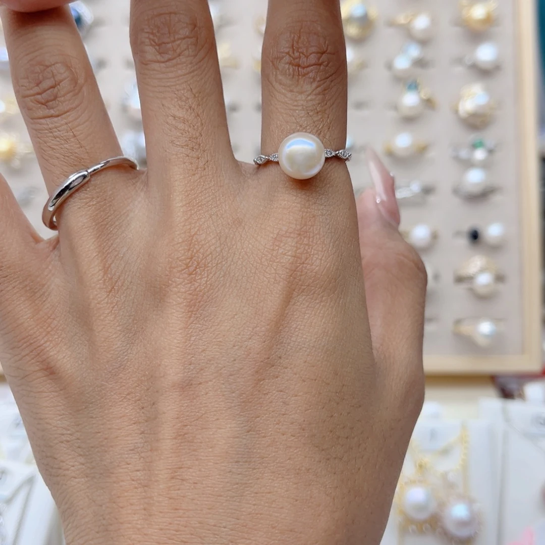 笑****戒指合金淡水珍珠