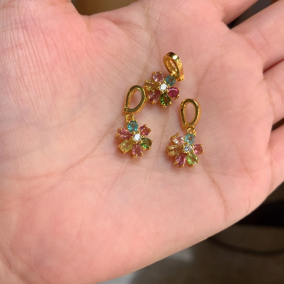 吊坠银S925镶嵌碧玺多样性发其一