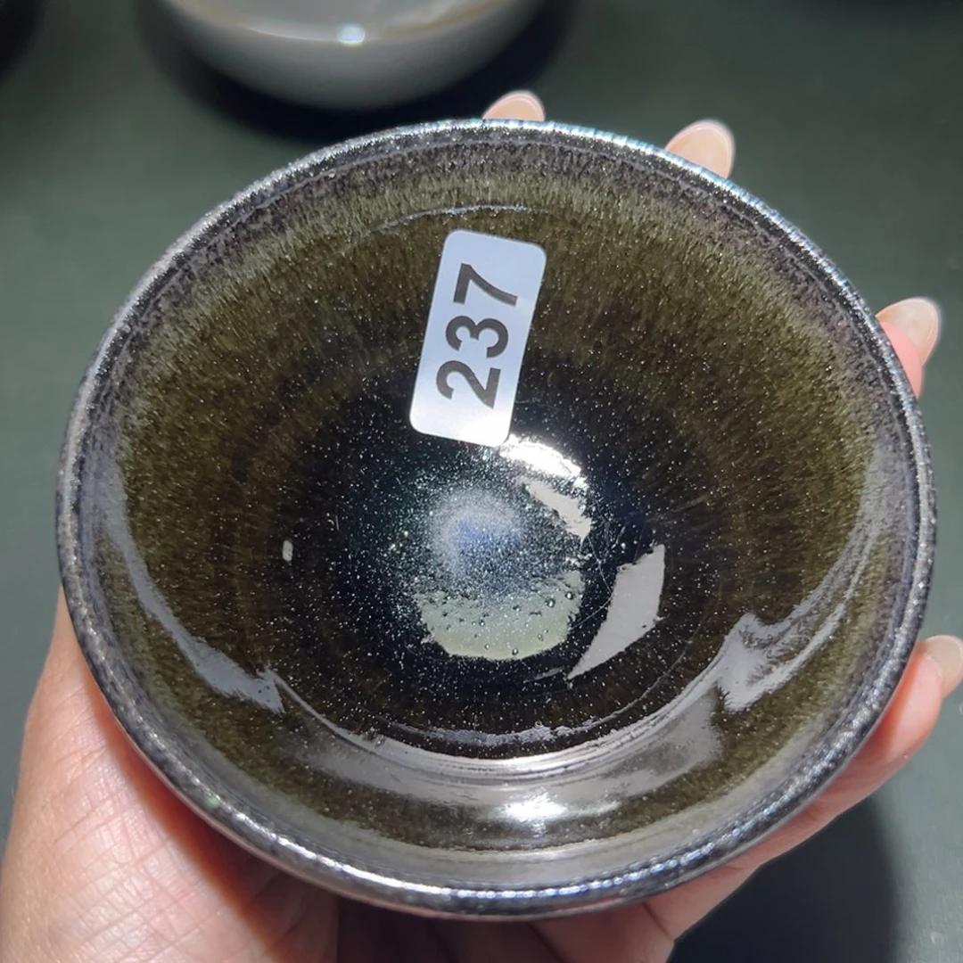 流***镜茶盏全手工原矿原釉建盏