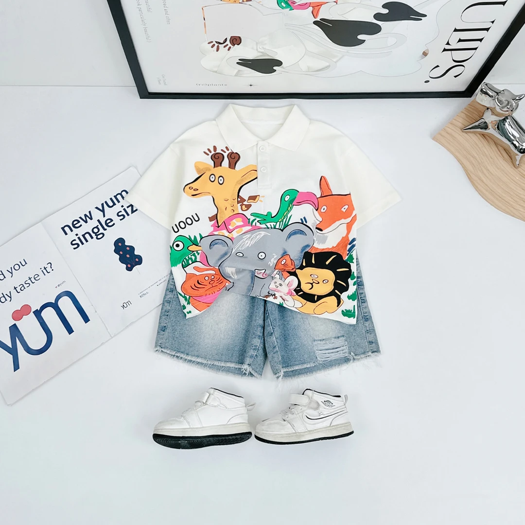 儿童夏装短袖POLO衫男童T恤薄款2025新款潮 BQ25225Y悠悠童话童装