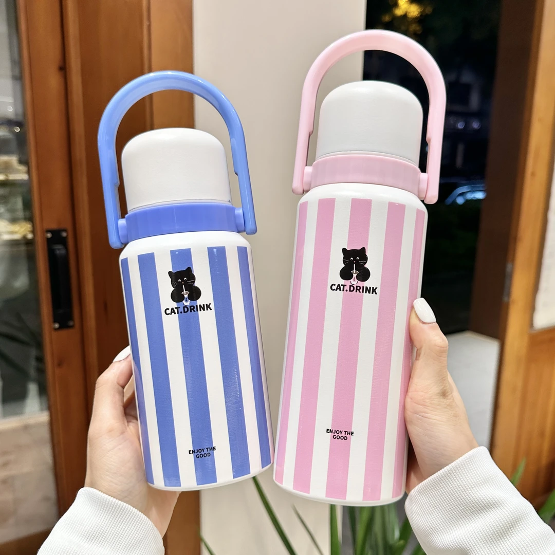 大容量双饮提手保温杯女生学生高颜值吸管杯可爱水杯2025新款杯子