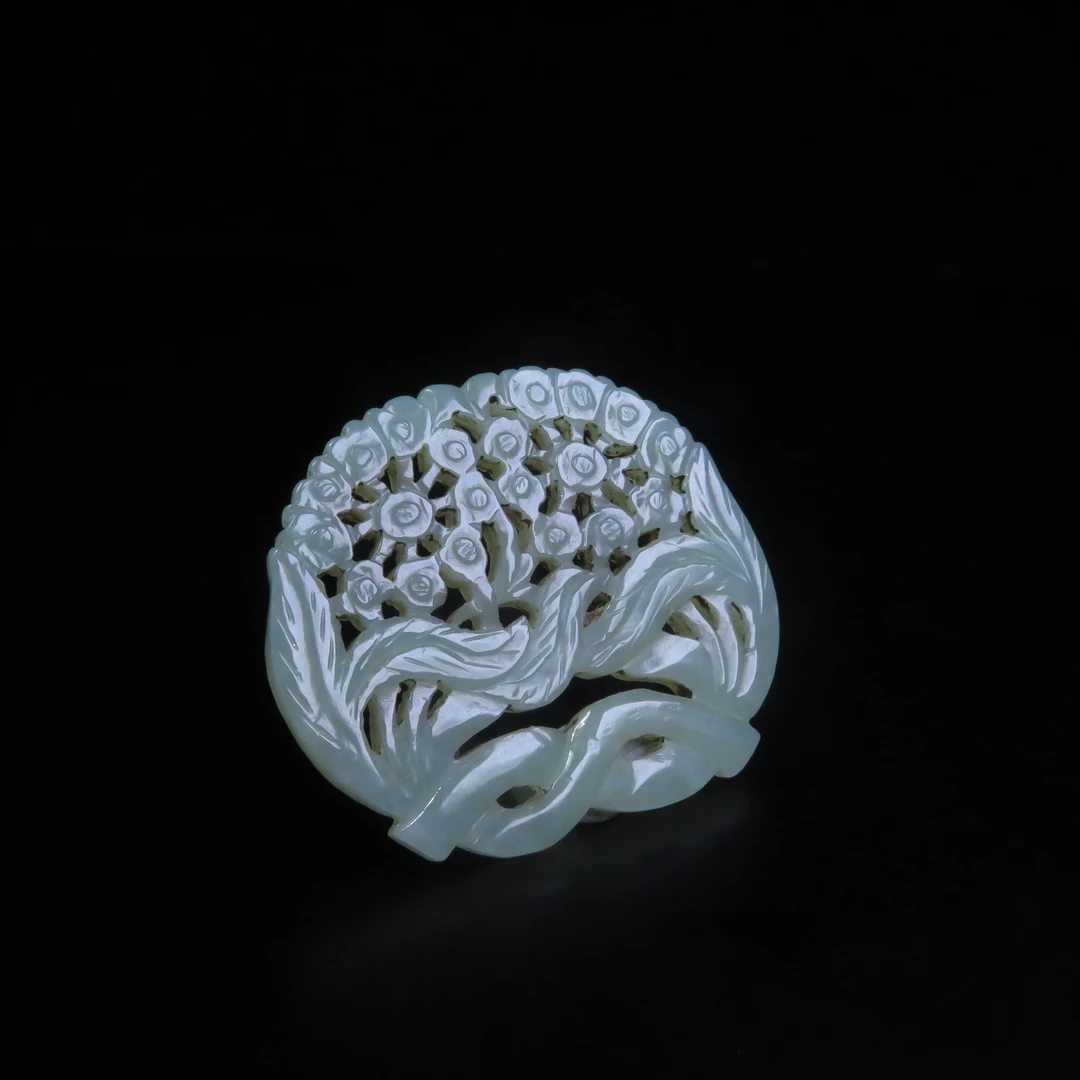 晚清民国镂雕玉花片/MZ439071/和田玉/民族文物