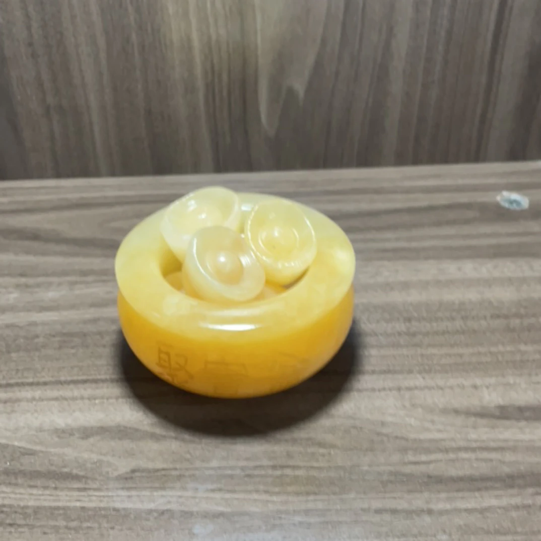 瑕疵处理十厘米聚宝盆天然原石打磨摆件