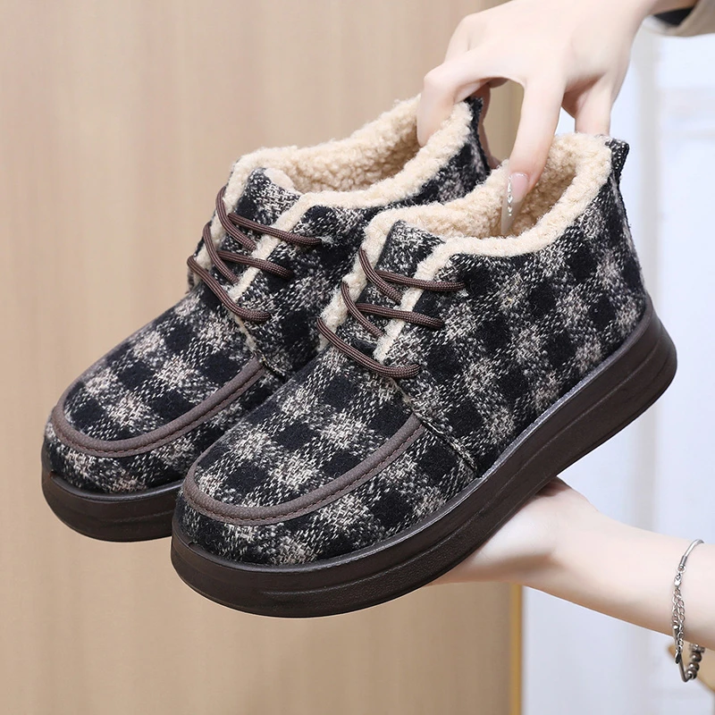 冬季新款女士棉鞋加绒加厚保暖防滑棉鞋休闲雪地鞋软底棉靴