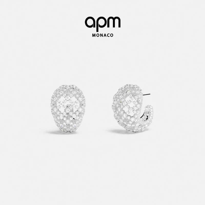 [新品]APM Monaco 网状密镶Maille Rivet耳环前卫设计感生日礼物