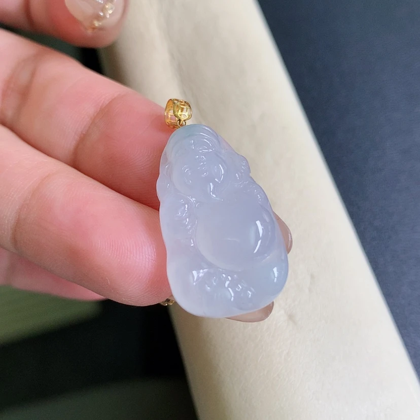 【闪购商品】翡翠颈饰18K金镶嵌财神